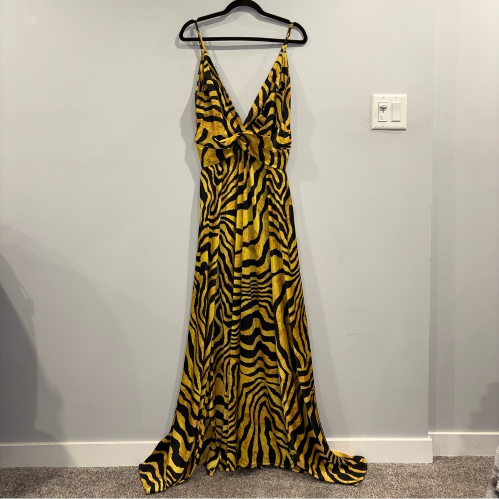 Yellow and Black Zebra Print Maxi Dress